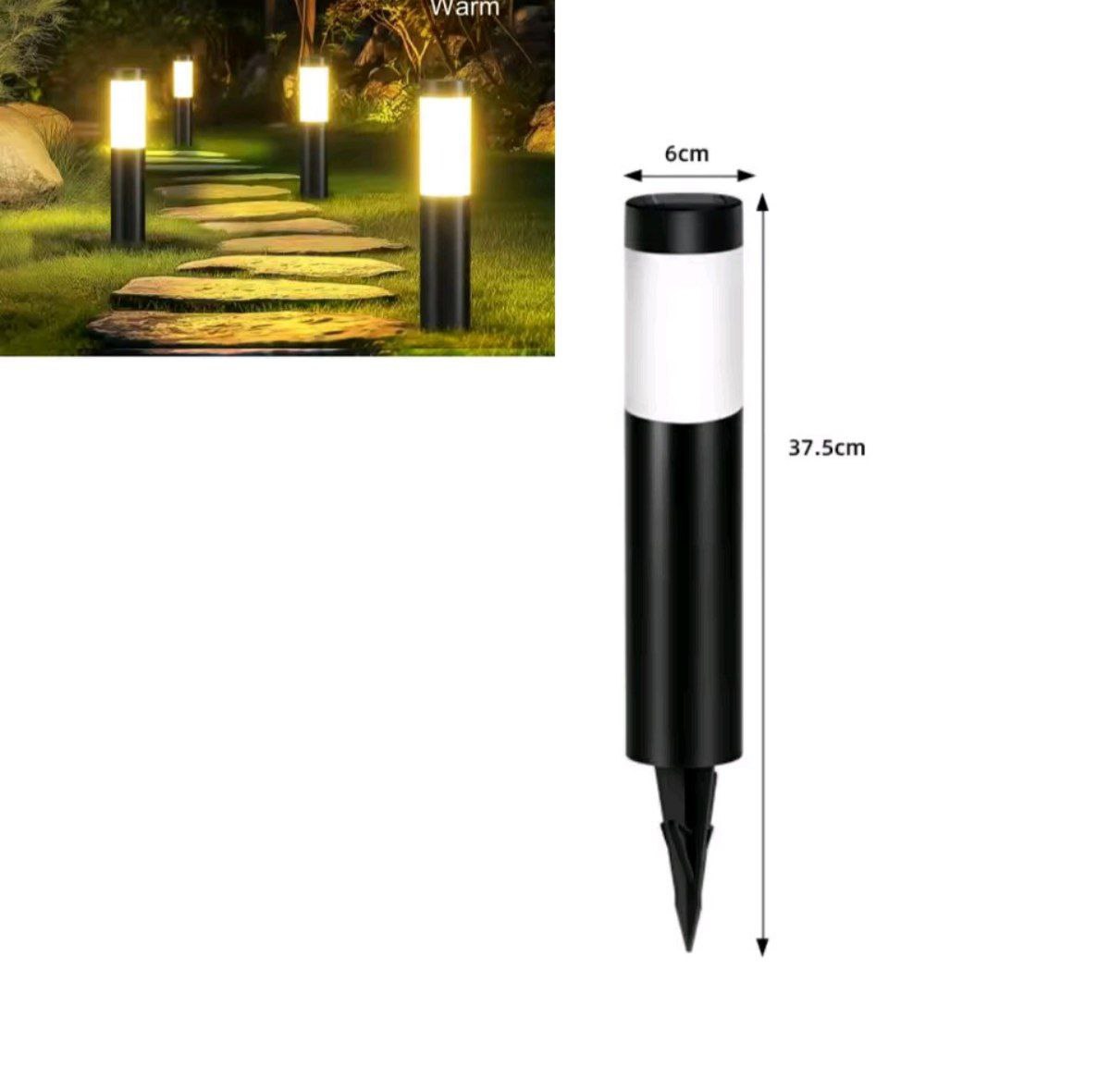 Home & Garden Hub™ Solar Stainless Steel LED Modern Pathway Lights Upgraded Courtyard Outdoor Garden Cylindrical Lawn Light Outside Walkway Decor