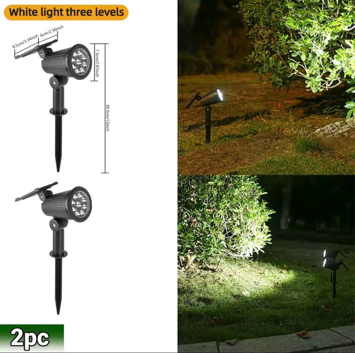 Home & Garden Hub™ 9 LED Solar Spot Lights IP65 Waterproof Outdoor RGB Solar Landscape Lights Brightness Adjustable for Garden Yard Palm Trees