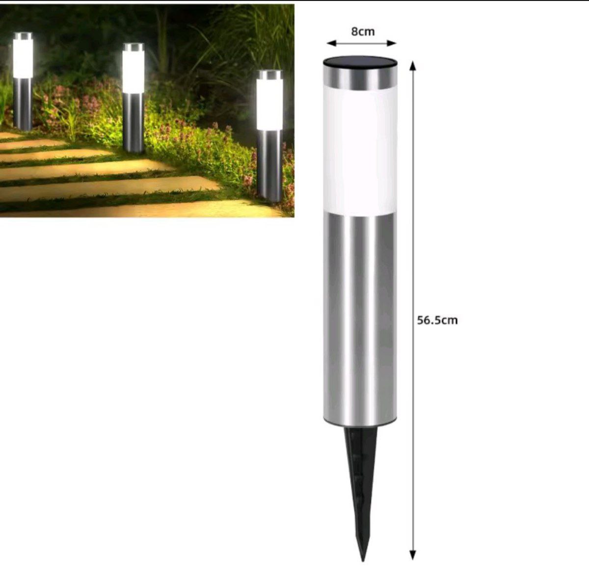 Home & Garden Hub™ Solar Stainless Steel LED Modern Pathway Lights Upgraded Courtyard Outdoor Garden Cylindrical Lawn Light Outside Walkway Decor