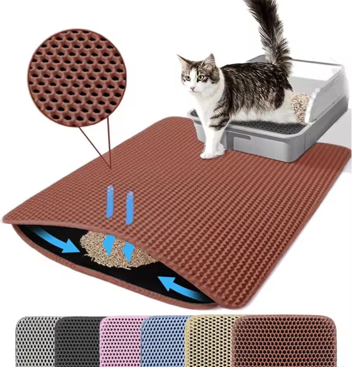 Home & Garden Hub™ Cat Litter Mat Double Layer Pet Non Slip Big Pet Litter Box Filter MatWear Resistant Waterproof Anti-slip Cat Litter Mat
