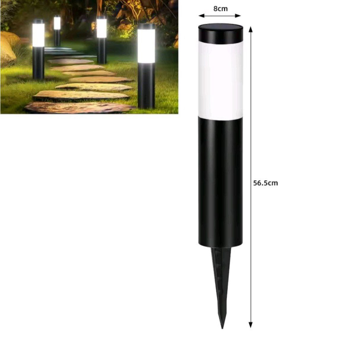 Home & Garden Hub™ Solar Stainless Steel LED Modern Pathway Lights Upgraded Courtyard Outdoor Garden Cylindrical Lawn Light Outside Walkway Decor