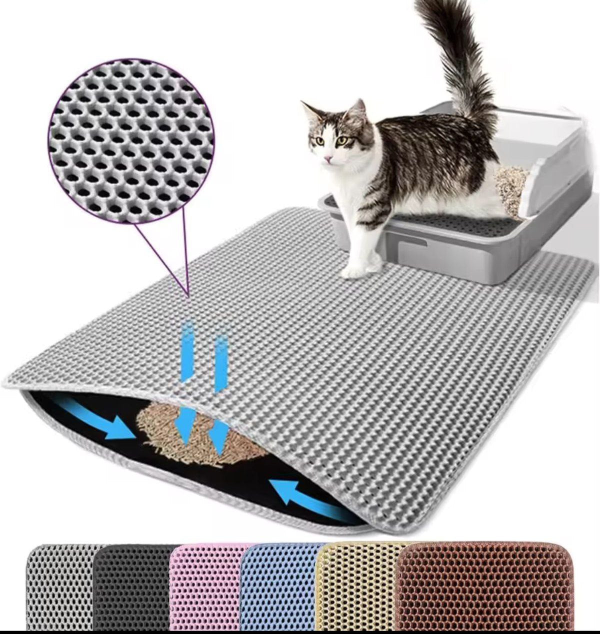 Home & Garden Hub™ Cat Litter Mat Double Layer Pet Non Slip Big Pet Litter Box Filter MatWear Resistant Waterproof Anti-slip Cat Litter Mat