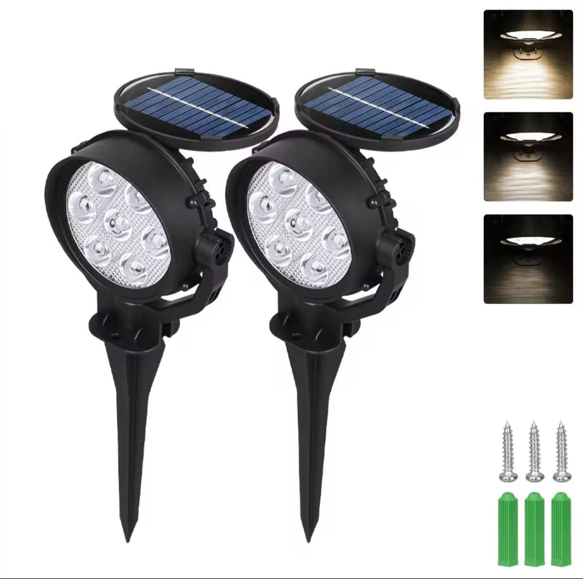 Home & Garden Hub™ 9 LED Solar Spot Lights IP65 Waterproof Outdoor RGB Solar Landscape Lights Brightness Adjustable for Garden Yard Palm Trees