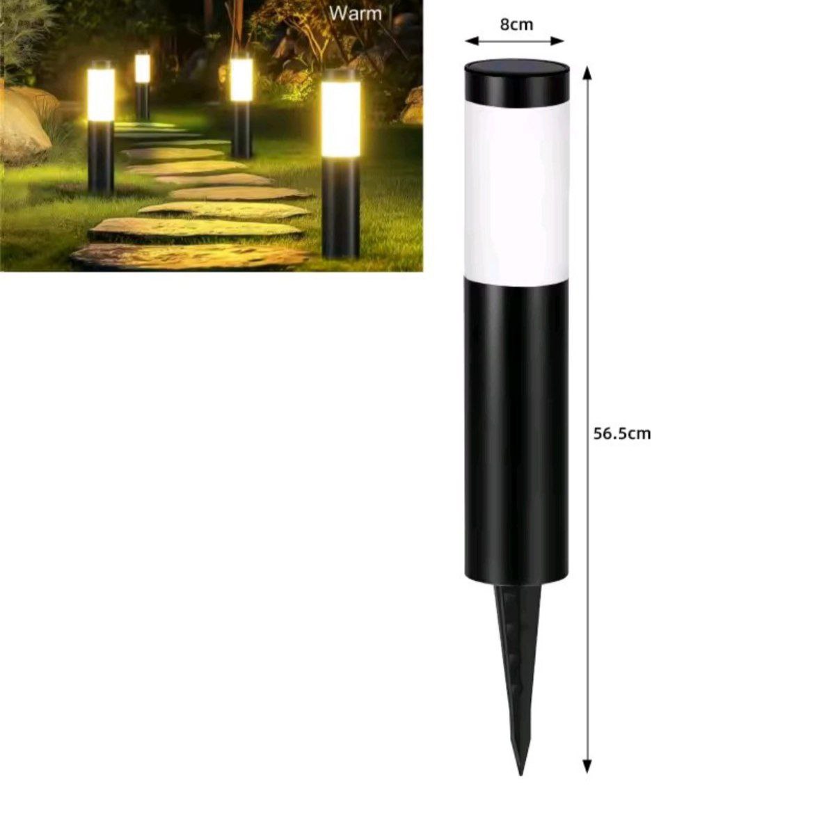 Home & Garden Hub™ Solar Stainless Steel LED Modern Pathway Lights Upgraded Courtyard Outdoor Garden Cylindrical Lawn Light Outside Walkway Decor