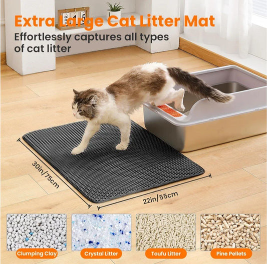Home & Garden Hub™ Cat Litter Mat Double Layer Pet Non Slip Big Pet Litter Box Filter MatWear Resistant Waterproof Anti-slip Cat Litter Mat