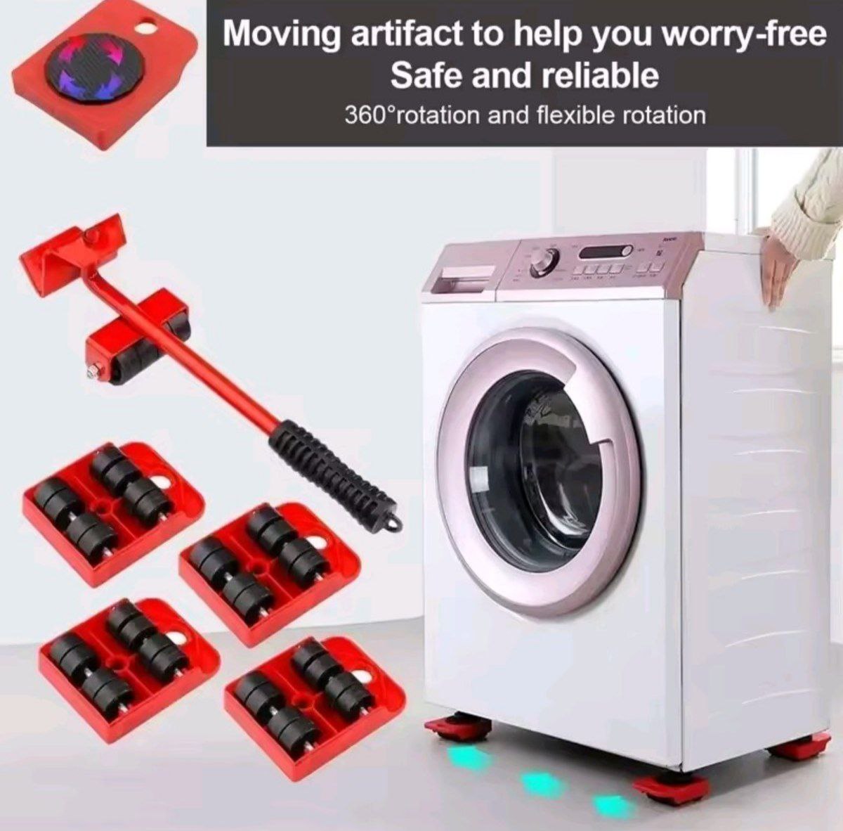 Home & Garden Hub™ Furniture Mover Tool Set Heavy Stuffs Mover Roller with Wheel Bar Moving Device Lifting Helper Furniture Moving Transport Tools