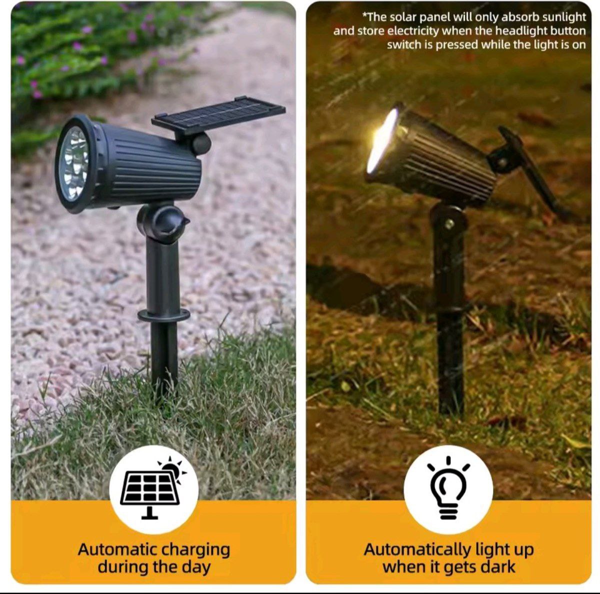 Home & Garden Hub™ 9 LED Solar Spot Lights IP65 Waterproof Outdoor RGB Solar Landscape Lights Brightness Adjustable for Garden Yard Palm Trees