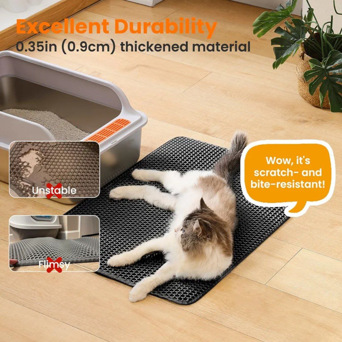 Home & Garden Hub™ Cat Litter Mat Double Layer Pet Non Slip Big Pet Litter Box Filter MatWear Resistant Waterproof Anti-slip Cat Litter Mat