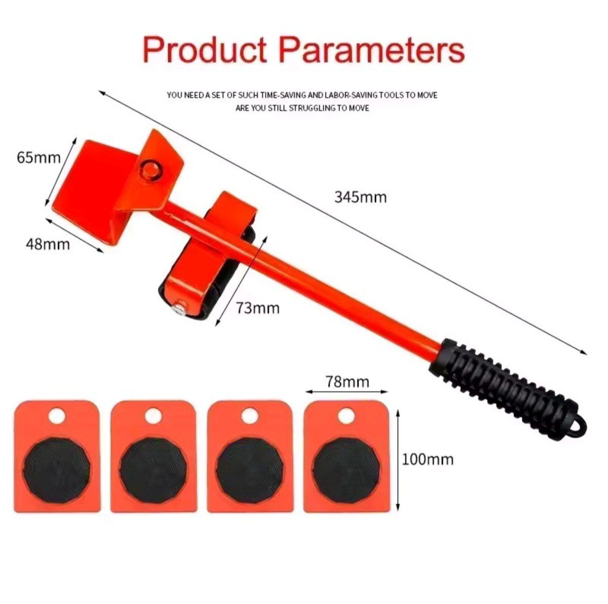 Home & Garden Hub™ Furniture Mover Tool Set Heavy Stuffs Mover Roller with Wheel Bar Moving Device Lifting Helper Furniture Moving Transport Tools