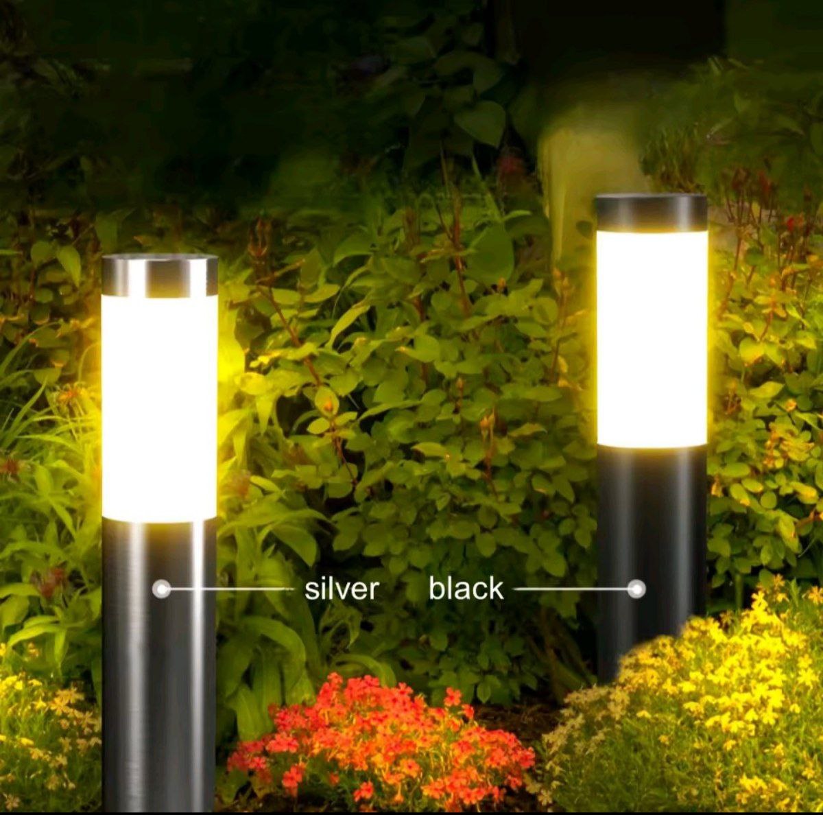 Home & Garden Hub™ Solar Stainless Steel LED Modern Pathway Lights Upgraded Courtyard Outdoor Garden Cylindrical Lawn Light Outside Walkway Decor
