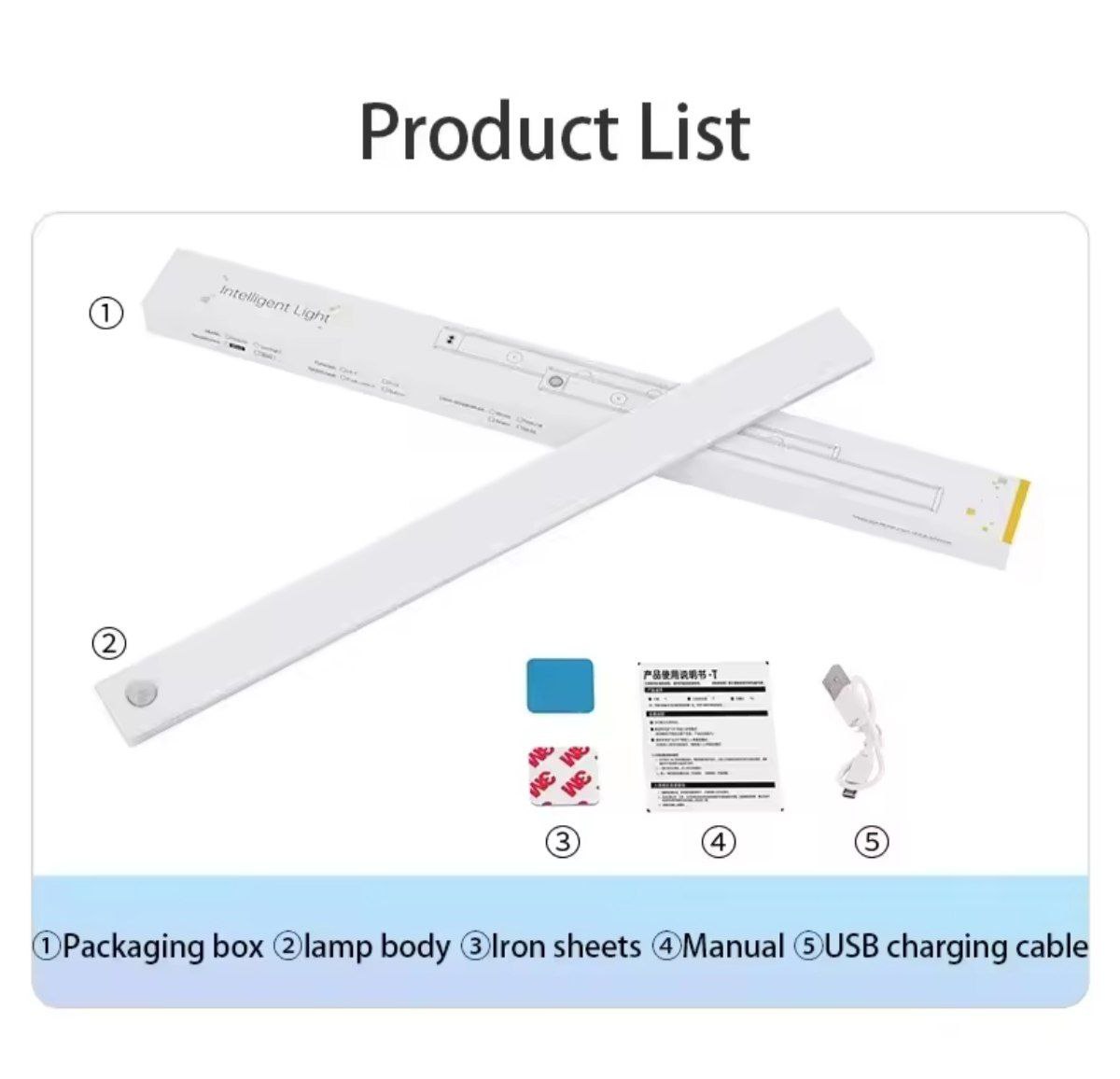 Home & Garden Hub™ LED Bar Light Motion Sensor USB Rechargeable Led Night Light for Kitchen Wardrobe Cabinet Lighting 30cm/40cm/50cm Cabinet Light