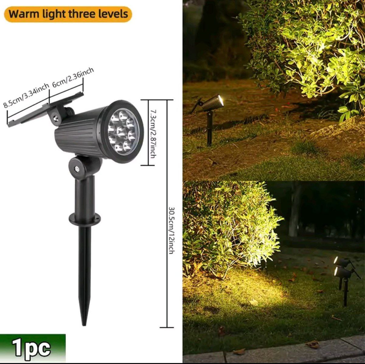 Home & Garden Hub™ 9 LED Solar Spot Lights IP65 Waterproof Outdoor RGB Solar Landscape Lights Brightness Adjustable for Garden Yard Palm Trees