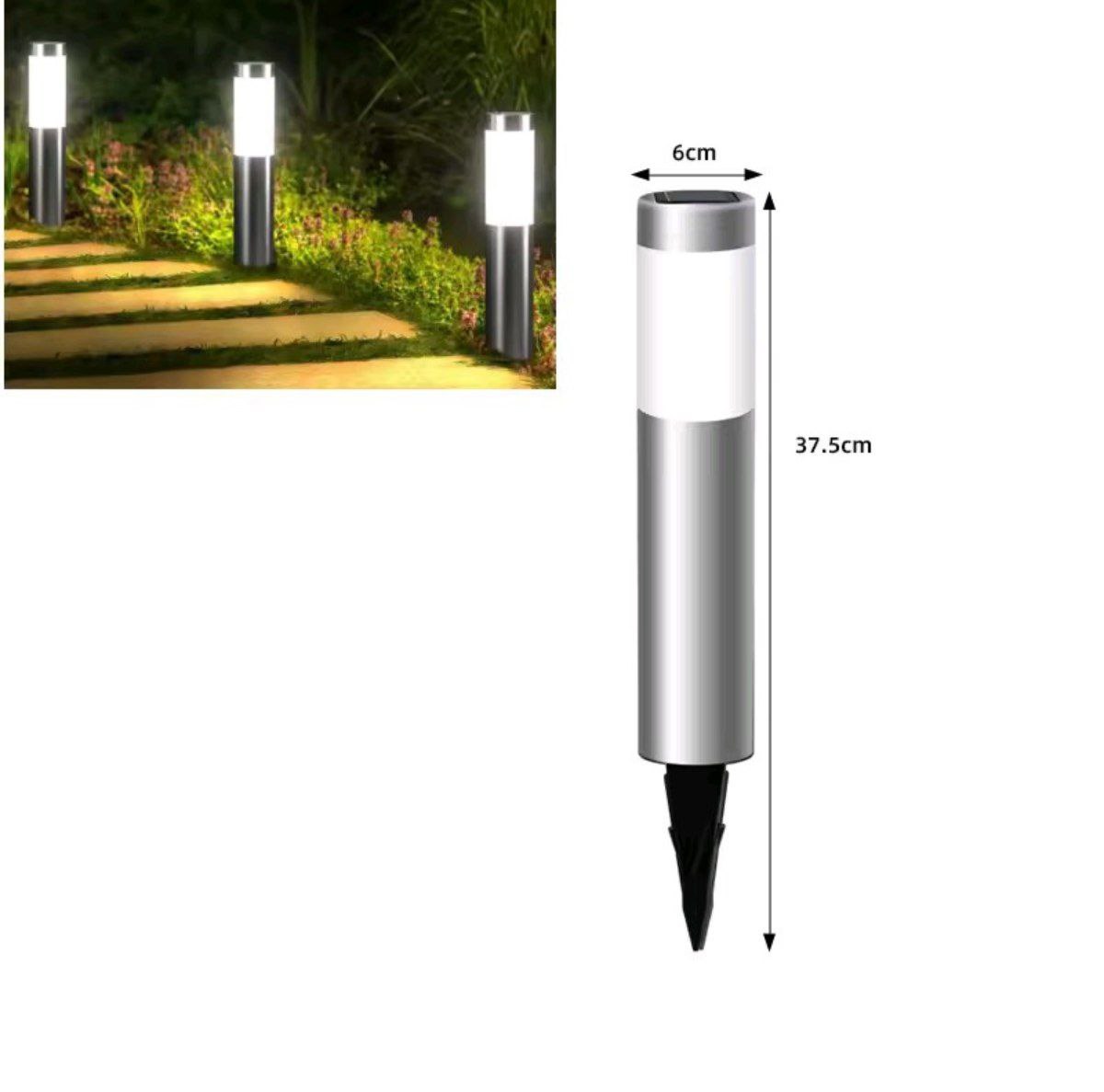 Home & Garden Hub™ Solar Stainless Steel LED Modern Pathway Lights Upgraded Courtyard Outdoor Garden Cylindrical Lawn Light Outside Walkway Decor