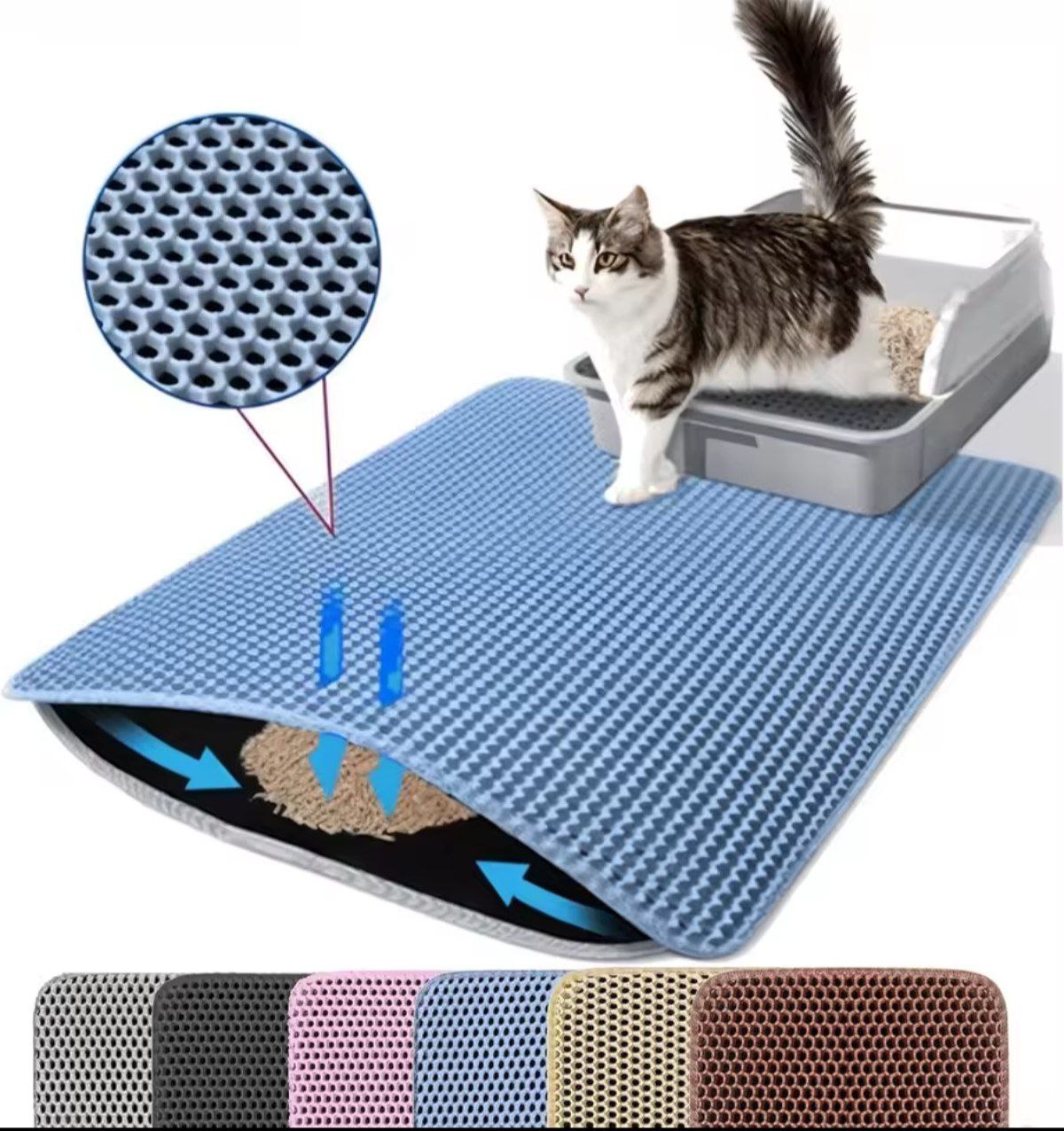 Home & Garden Hub™ Cat Litter Mat Double Layer Pet Non Slip Big Pet Litter Box Filter MatWear Resistant Waterproof Anti-slip Cat Litter Mat