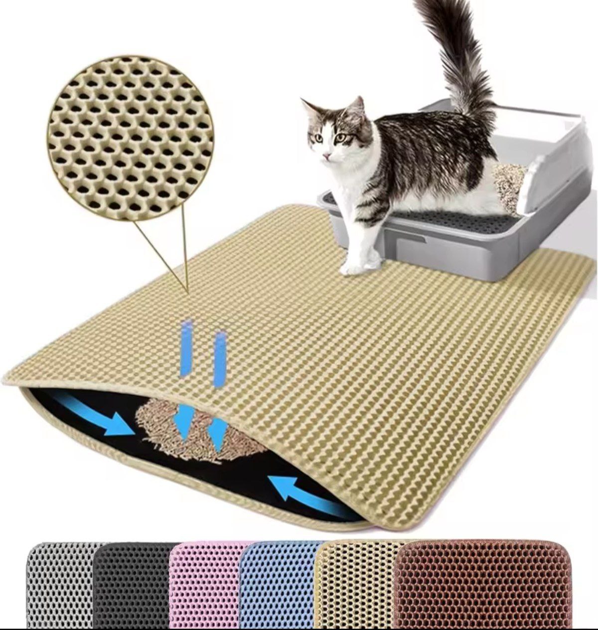 Home & Garden Hub™ Cat Litter Mat Double Layer Pet Non Slip Big Pet Litter Box Filter MatWear Resistant Waterproof Anti-slip Cat Litter Mat