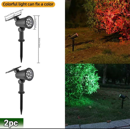 Home & Garden Hub™ 9 LED Solar Spot Lights IP65 Waterproof Outdoor RGB Solar Landscape Lights Brightness Adjustable for Garden Yard Palm Trees