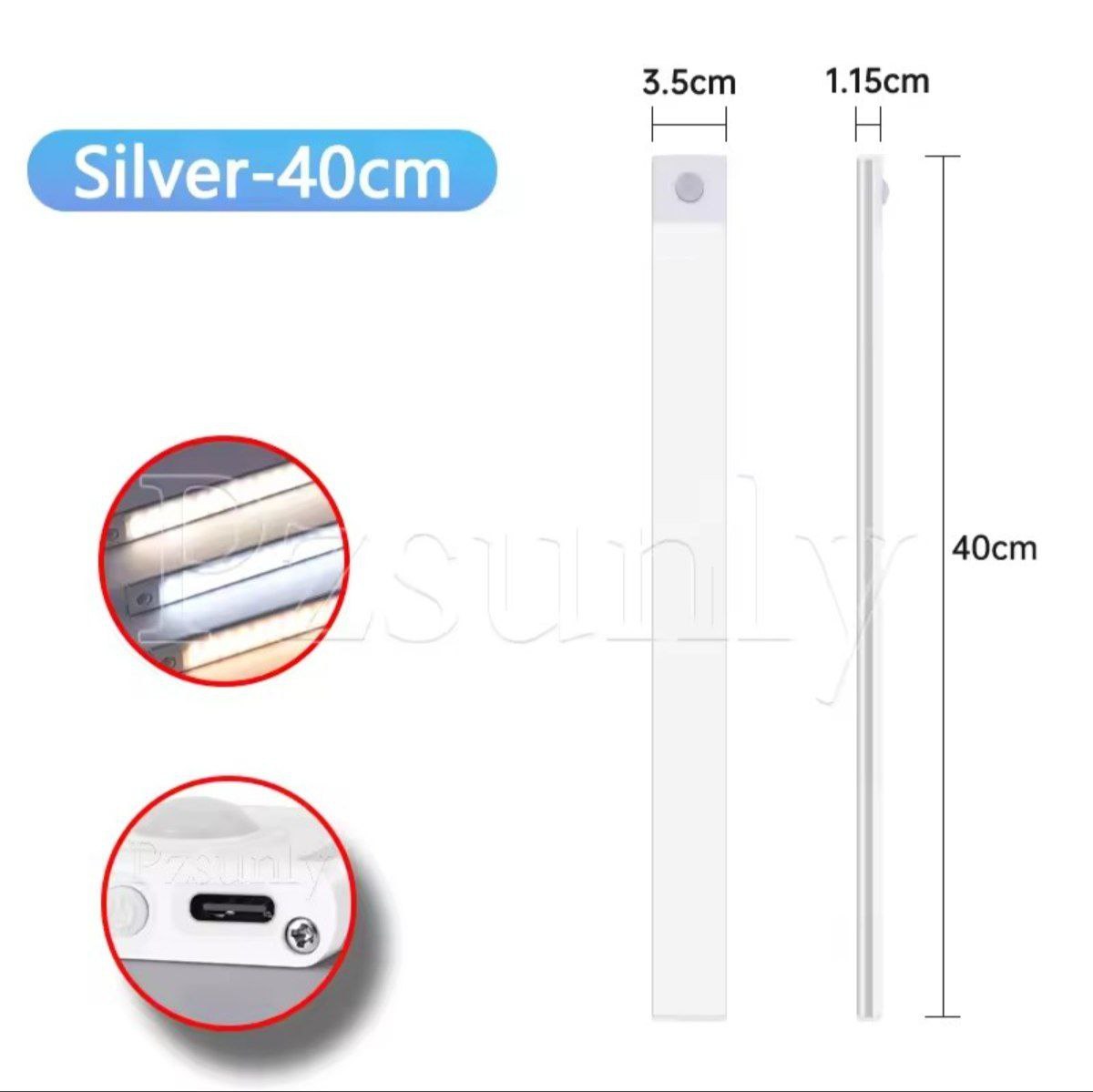 Home & Garden Hub™ LED Bar Light Motion Sensor USB Rechargeable Led Night Light for Kitchen Wardrobe Cabinet Lighting 30cm/40cm/50cm Cabinet Light