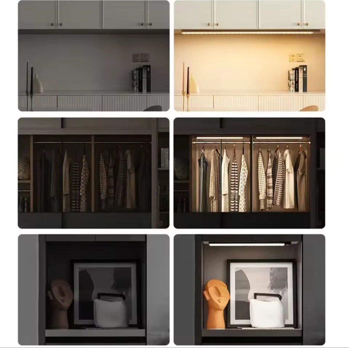 Home & Garden Hub™ LED Bar Light Motion Sensor USB Rechargeable Led Night Light for Kitchen Wardrobe Cabinet Lighting 30cm/40cm/50cm Cabinet Light